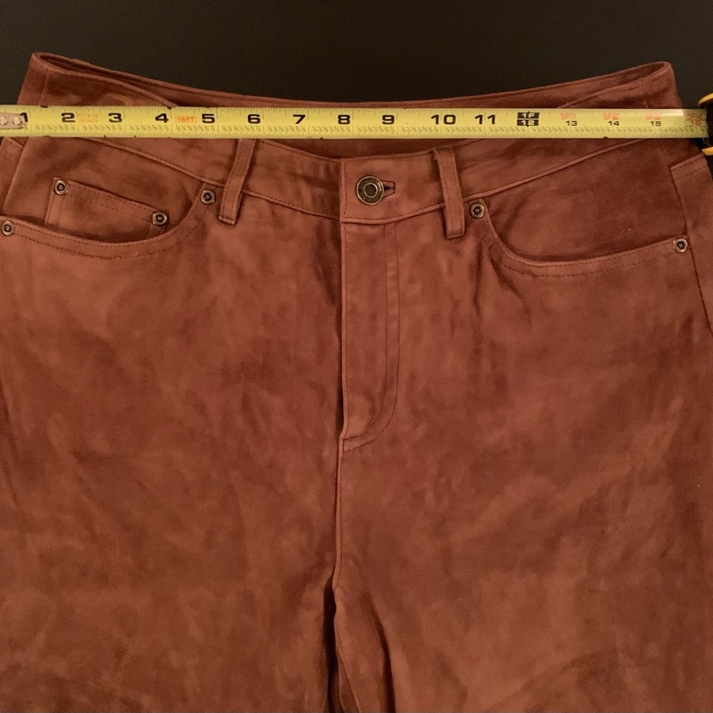 Brown Suede Leather Pants Talbots Size 8 - Picture 6 of 10
